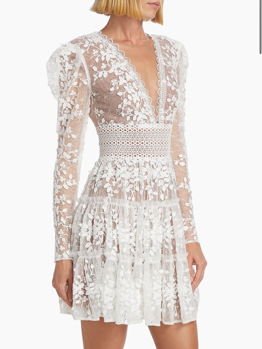 Bronx and Banco Megan Long Sleeve Mini Dress Blanc White Large (8 US) Women’s